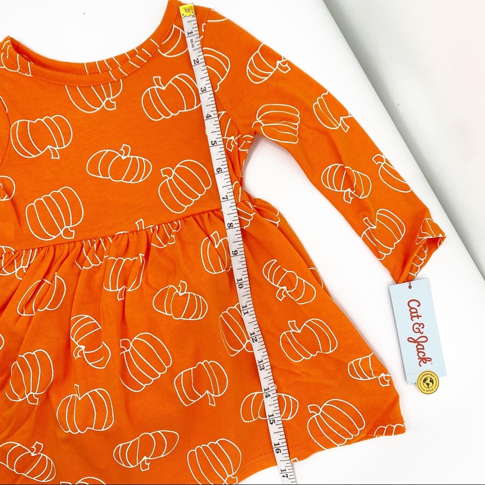 Cat & Jack Fall Pumpkin Long Sleeve Knit Dress ORANGE Toddler Girls Size 18M - Picture 6 of 10